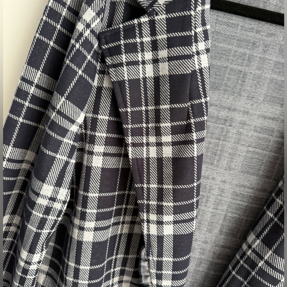 Grace Karin Blue & White Plaid Ruffle Edge Open Front Jacket, Sz XXL - Picture 4 of 6